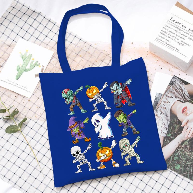 Halloween Printed Shoulder Bag Female Large Capacity Student Canvas Bag Tutoring Shopping Bag