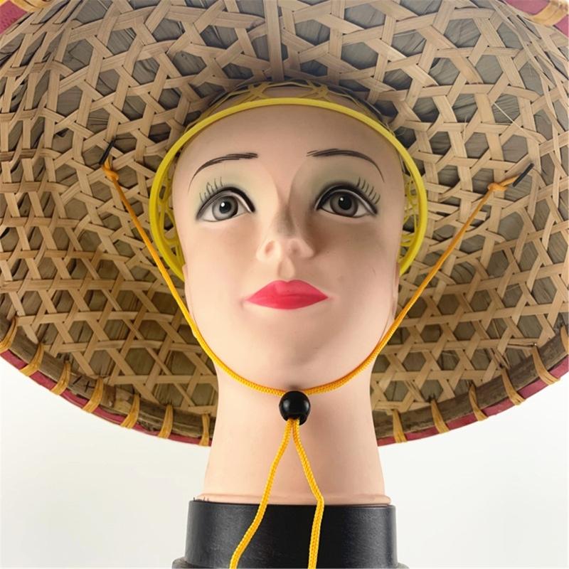 Ancient Oriental Style Bamboo Hat Chinese Costume Traditional Farmer Hat