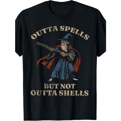 Taglie Europee Outta Spells But Not Outta Shells Mago Fantasy Meme Maglietta