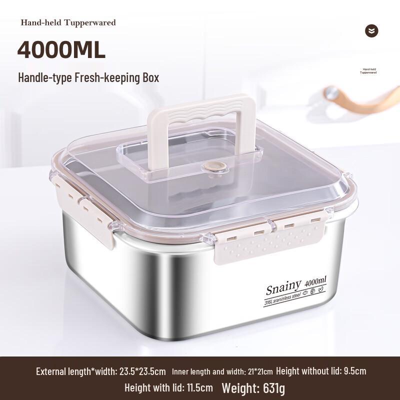 316 Stainless Steel Portable Food Container with Handle