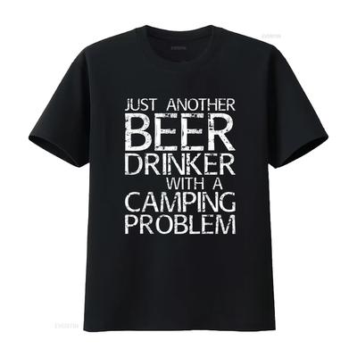 Mens Just Another Beer Drinker With A Camping Problem T Shirt Black Vintage Washed Graphic Versatile Top For Everyday Wear
