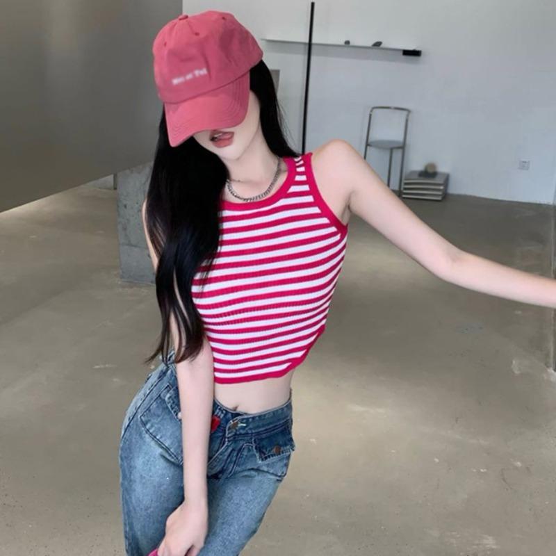 

Женская майка нерегулярная тонкая повседневная модная трикотажная без рукавов с круглым вырезом