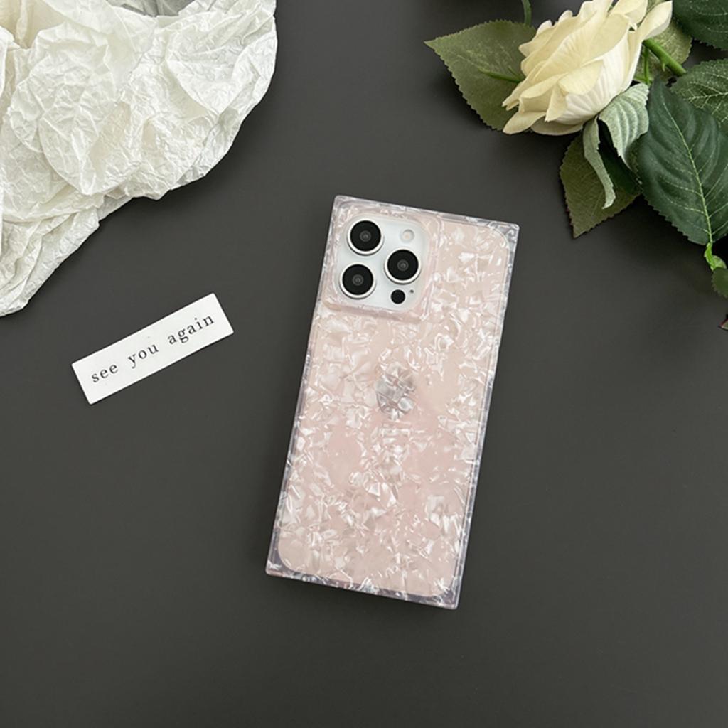 Stylish Illusory Color Shell Pattern Rectangle Cover Case for iPhone 17 16 15 14 13 Pro Max Shockproof Protective Phone Case