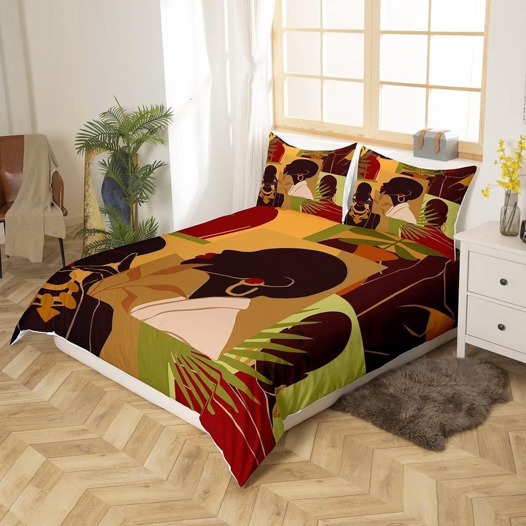 Exotic Style Bedding Set African Women Print Duvet Set Traditional Bedroom Decoration