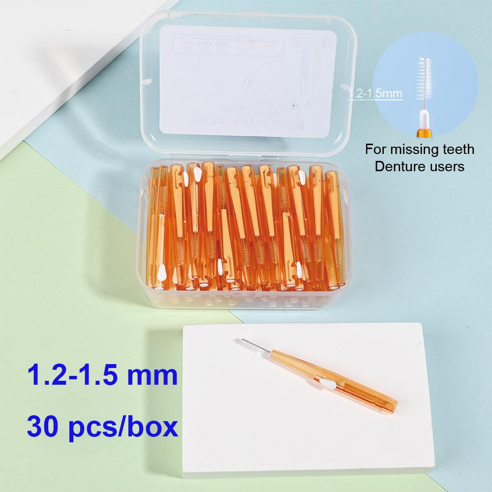 30Pcs Box Push Pull Interdental Brush Teeth Cleaning Orthodontics Oral Care Dental Tool Floss Toothpick Orthodontic Tooth Brush