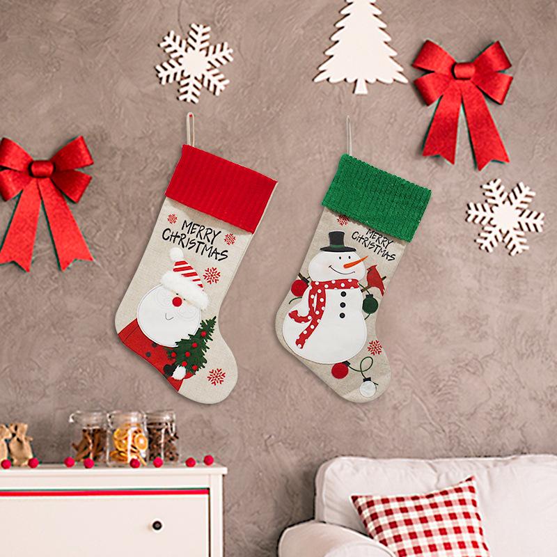 Christmas Socks Christmas Candy Stockings Christmas Tree Pendant Santa Snowman Gift Bag Christmas Decorations