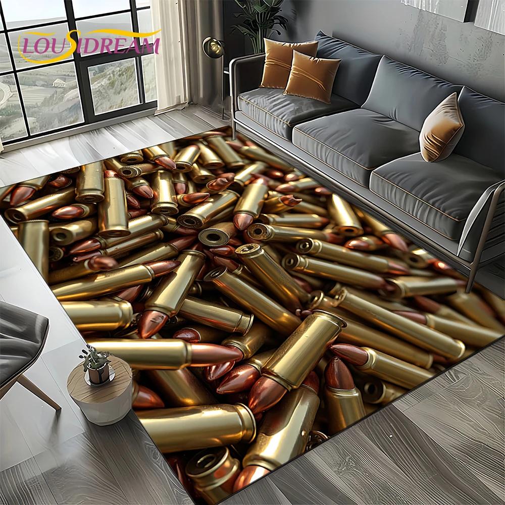 27 Style Retro Guns Pistol Ammunition Bullet Cartridge AK M4 Rug Carpet for Living Room Bedroom Decor,Non-slip for Sofa Doormat