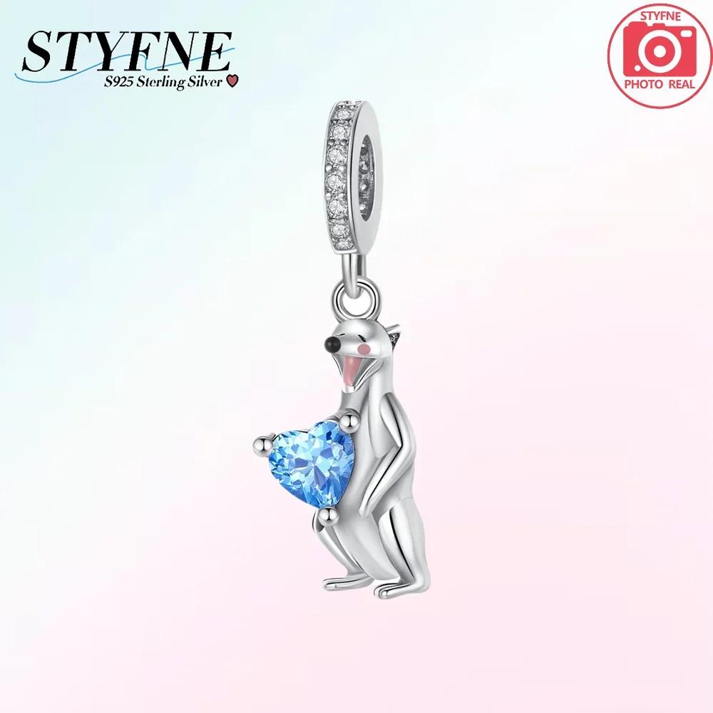 Original Hatched Snake White Rabbit Blue Zircon Heart Catcopper Animal Pendant Charm Bead Fit Bracelet Women Gift Accessory