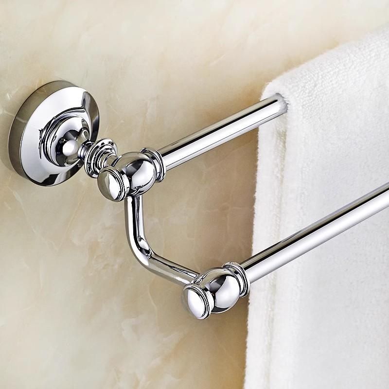 Wall Mounted Polished Chrome Brass Bathroom Double Towel Bar Towel Rail Holder Bathroom Accessory