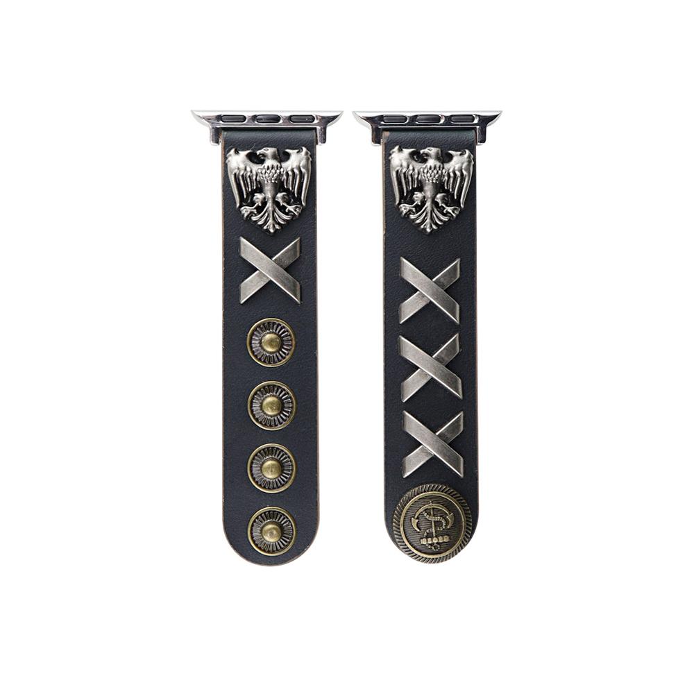 

Punk Rive Eagle Leather Bracelet For Apple Watch Band 49mm 45mm 41mm 44mm 40mm Ultra Watchband iWatch Strap Series 8 SE 7 6 5 4 For 42 44 45mm чёрный