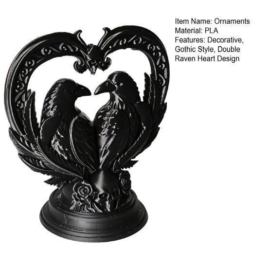 huaqianguhh 3D Printed Double Raven Ornaments, Dark Style Skull And Love Figurine, Gothic Decorations for Home Desk Bookshelf Halloween Gift Decor