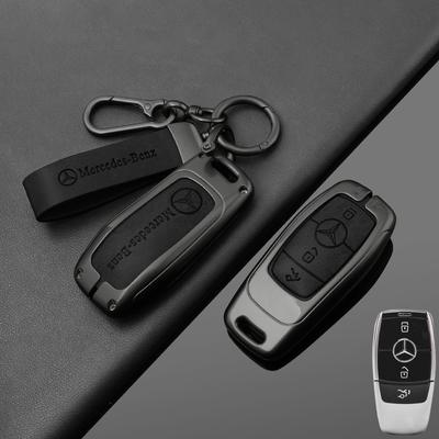 For Benz SC85Alloy Leather Car Smart Key Case Cover Protection Shell For Mercedes Benz C E S GLC W205 W213 X253 W222 W166 W176 W246 Keychain RP1