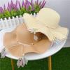 Hat Female Summer Big Eaves Seaside Beach Sunscreen Straw Hat Bow Versatile Sun Hat Travel Lace Edge