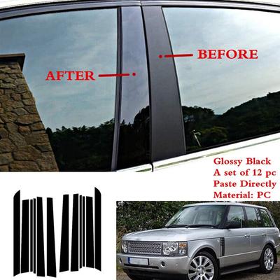 12Pcs Car Door Window Pillar Posts Trim Cover Stickers Glossy Black Exterior Parts for Range Rover (L322) 2002 2003 2004-2012