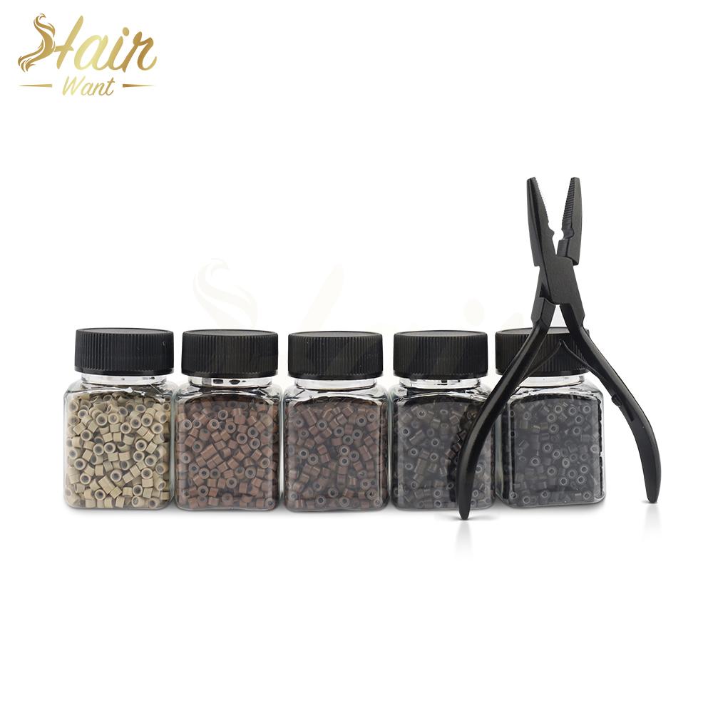 4.0mm Micro Rings Beads Hair Extensions Tools with Professional Pliers for Weft and I-Tip Hair Extensions