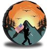 Bigfoot American Flag Sunrise Mountain Spare Tire Cover Waterproof Protector