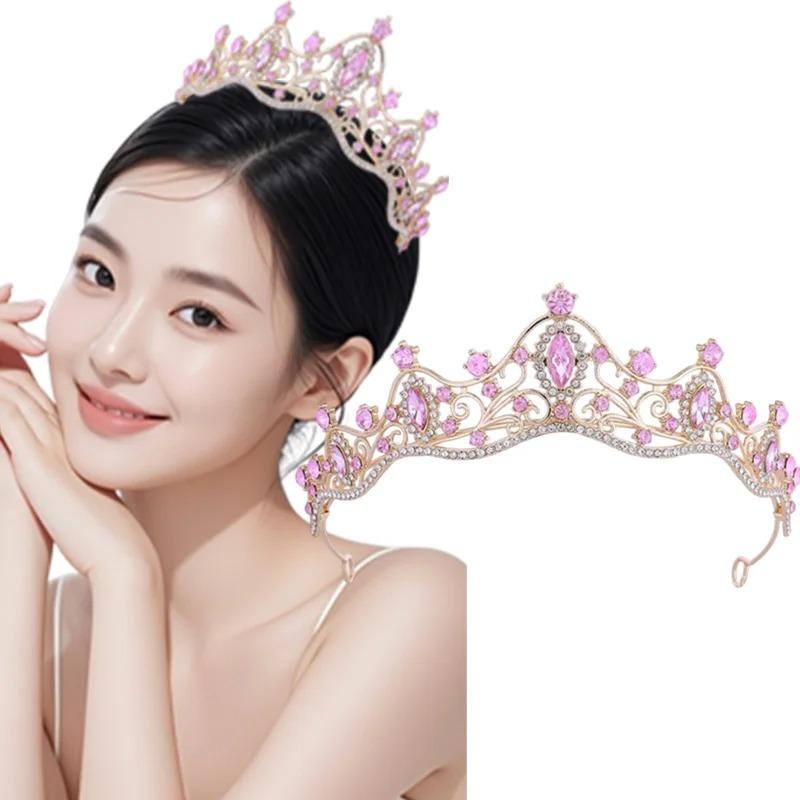 Baroque Luxury Princess Wedding Rhinestone Tiara Hair Crown Elegant Crystal Bridal Headpiece Stage Performance Hair Accessory