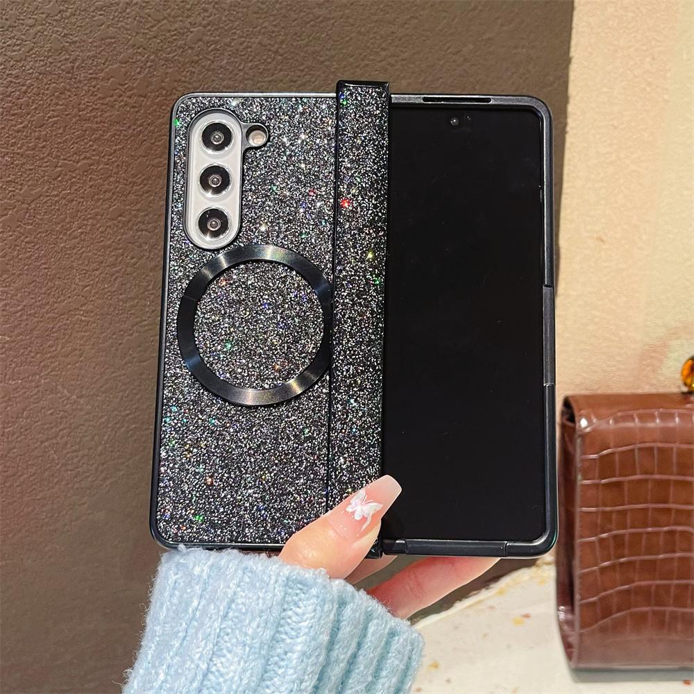 Luxury Bling Glitter Magnetic Phone Case  for Samsung Galaxy Z Fold 6 5 4 3 Fold6 Fold5 Fold4 Fold3 5G Hinge Protective Cover