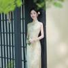1011 yellow summer and autumn high-end cheongsam Chinese sleeveless new beautiful improved temperament national style dress daily
