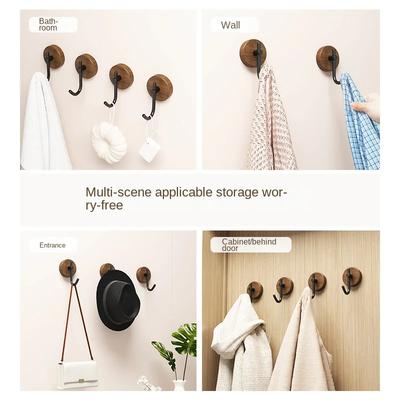 Samolepící Nový Jednoduchý Háček z masivního dřeva Ořech Závěsný Věšák Koupelna Háček na stěnu Ložnice Věšák na kabáty Domácí ručník Klíč Dekor