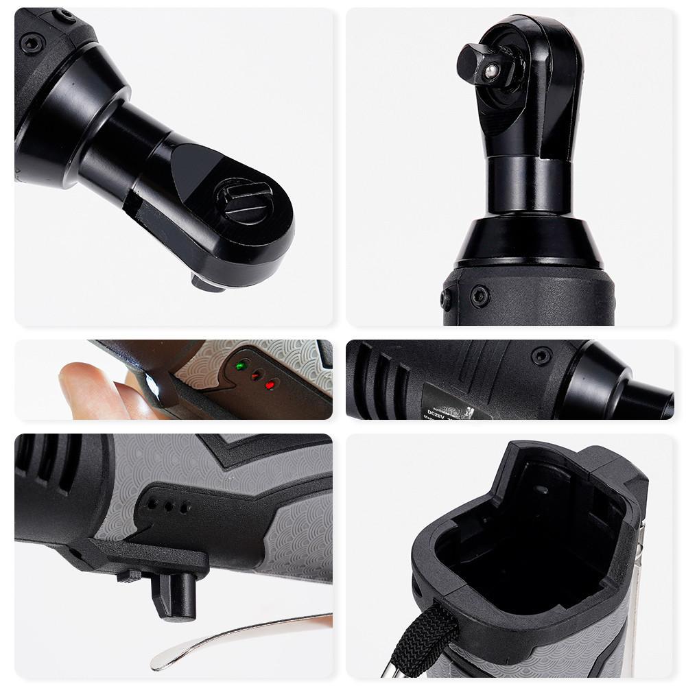 Cordless Electric Impact Wrench Screwdriver 3/8 Right Angle Electric Ratchet Wrench Portable Power Tool Set