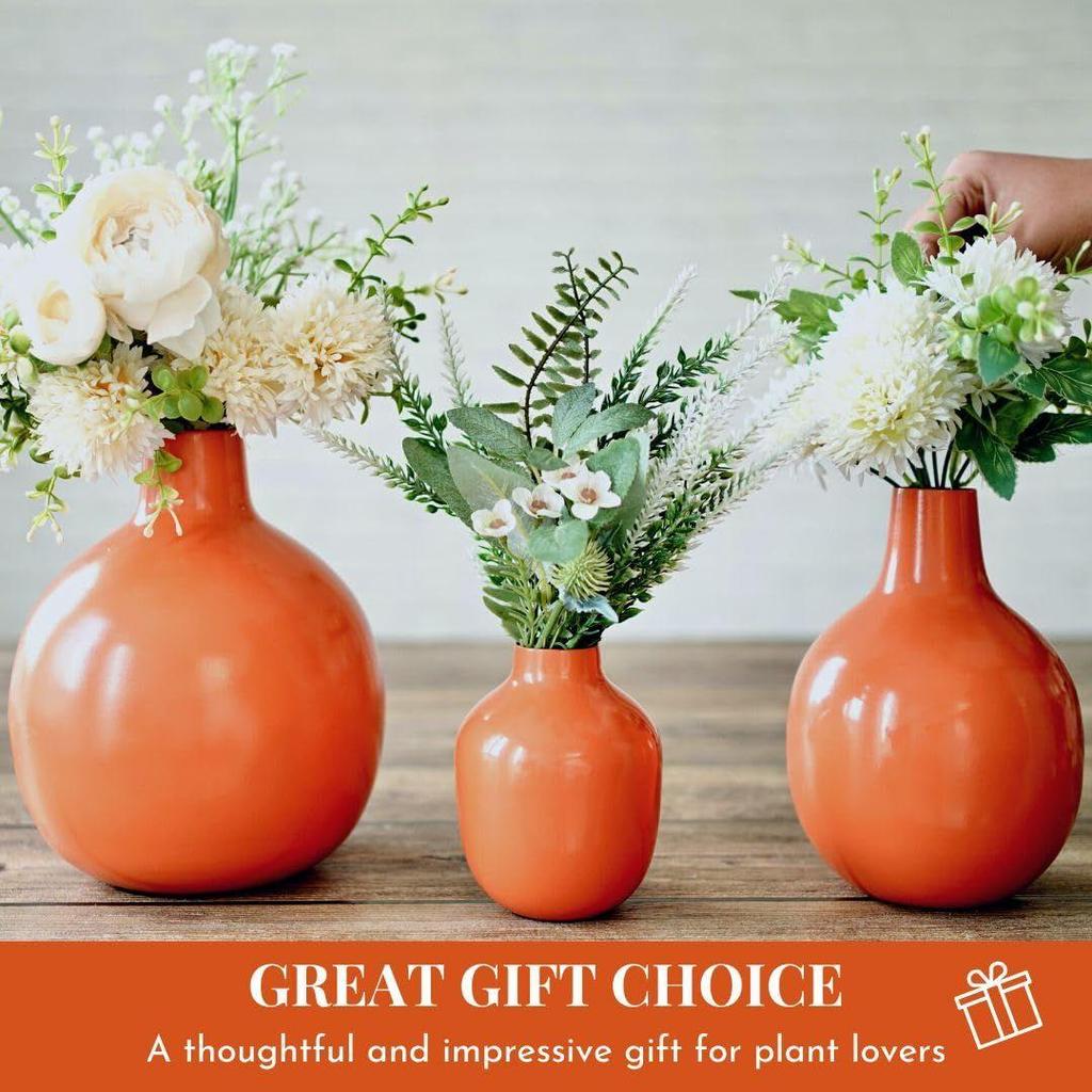 Metall-Blumenvase für Wohnkultur, Massive Metallvase für Bürotischdekorationen, Geschenk zum Geburtstag Set aus 3 (Blumen nicht im Lieferumfang enthalten)