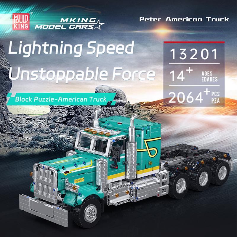 Mould King 13201 Technical Car Toys RC American Truck Building Block Motorized Enginerring Truck Brick Set Kids Christmas Gift