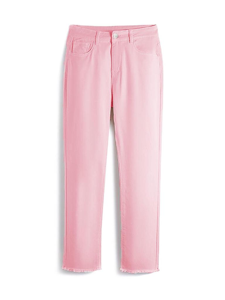 In-stock Women's Mid-Rise Pink Straight-Leg Jeans