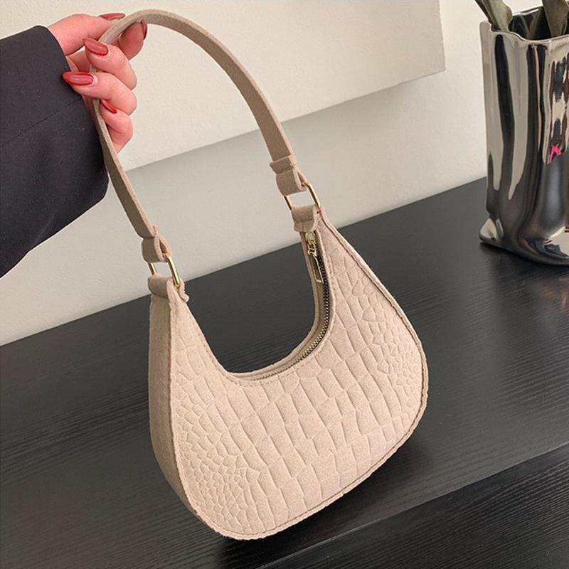 Конфетный цвет, улучшенный дизайн, фактура, сумки через подмышки, фетровые сумки через плечо для женщин, женская подмышечная сумка, кошельки, сумка в форме полумесяца