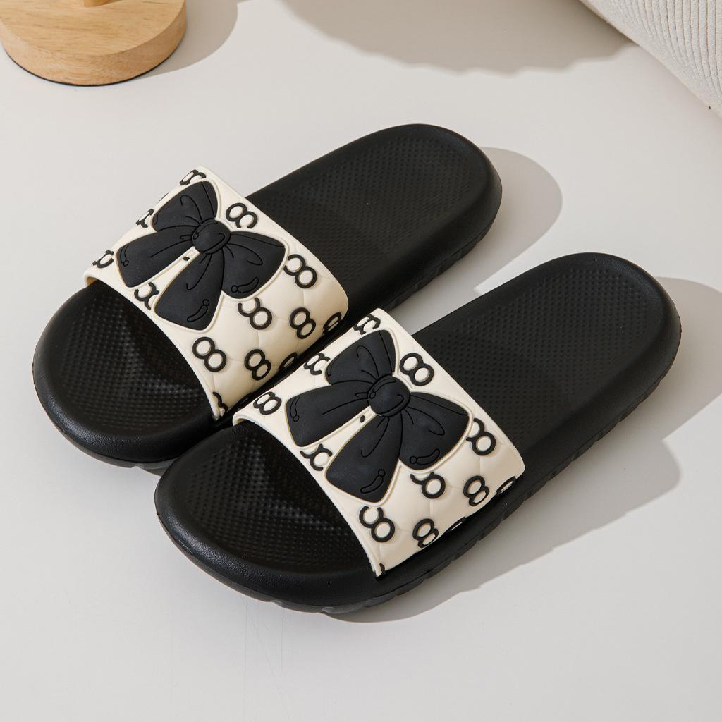 2025 New Fashionable Women's Bow Cool Slippers Can Be Worn Outside Non-slip Lightweight Men's Bathroom Slippers