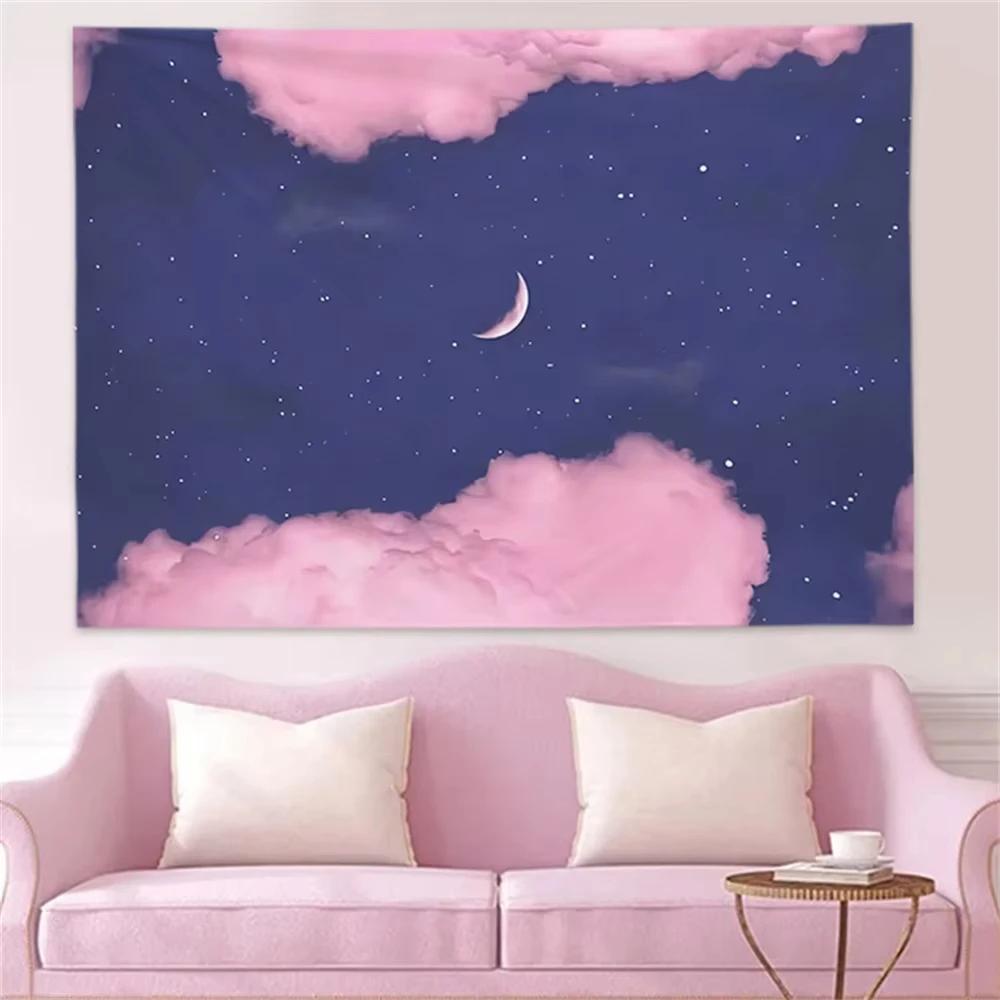 Gradual Sunset Tapestry Purple-Orange Cloud-Like Moondreaming Living Room Sofa Background Healing Style Wall Decoration
