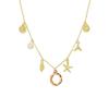 Ocean Theme Gold Charm Necklace with Initial Shells Letter Pendant Suitable for Surfer Girls and Beach Enthusiasts