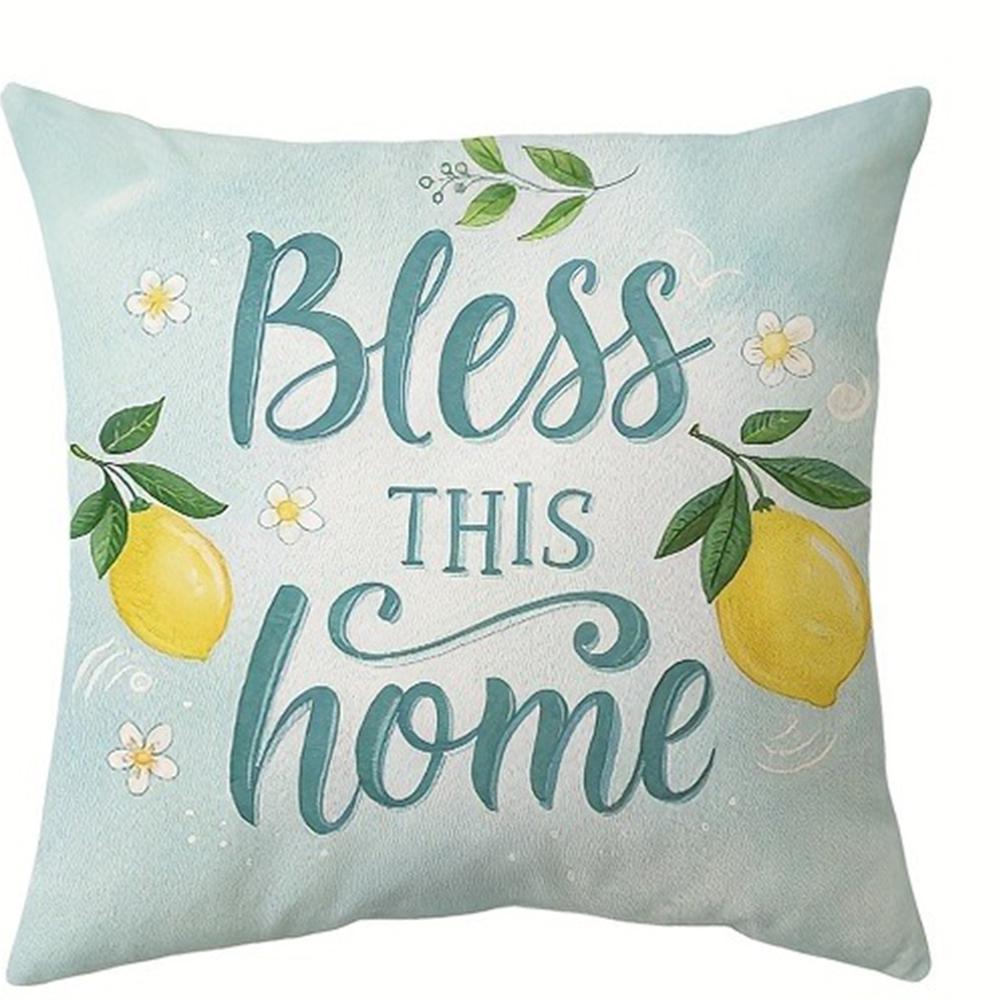 Short plush material pillowcaseLemon themed Home Blessing Pillow CoversLiving room sofa cushion cover soft and comfortable b