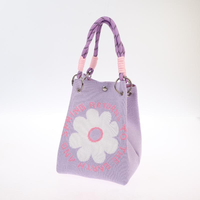 Summer Knitted Bucket Handbag Portable Commuting Coin Purse For Work And Travel Stylish City Simple Polyester Handbag