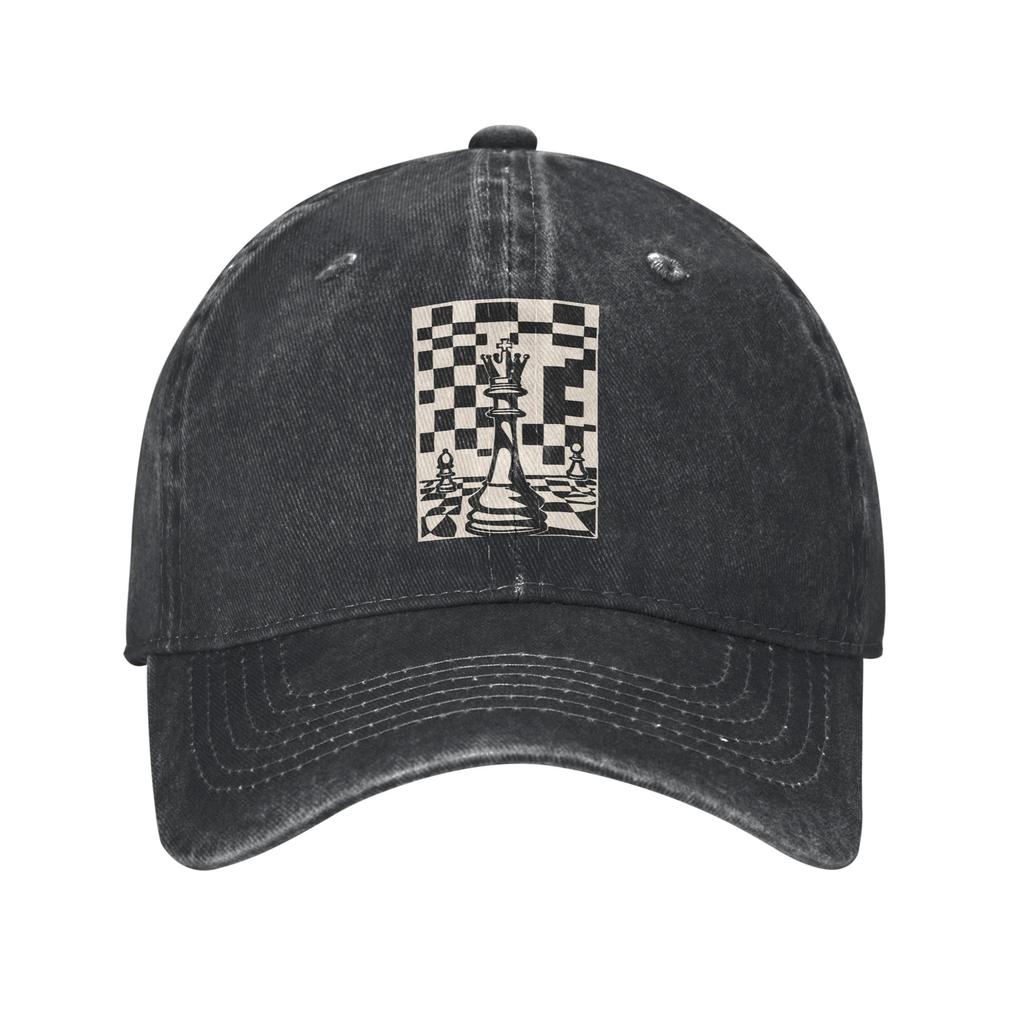 Chess Pieces On Board 1 Washed Denim Cap Casual Baseball Caps Adjustable Hat Summer Unisex Baseball Hats