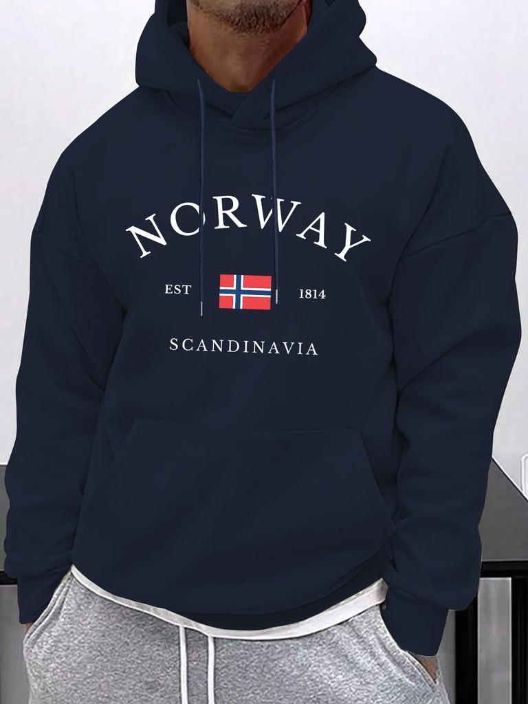 New Norwegian casual, stylish, comfortable, loose-fitting long-sleeved retro street style hoodie, adult men's autumn and winter warm top.