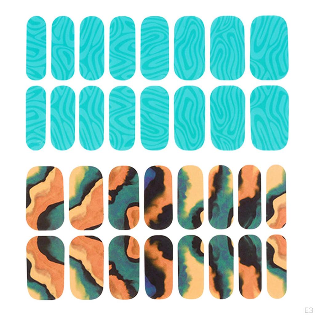 16 kusů celoplošných gelových nálepek na nehty, snadno odstranitelné umělecké obtisky, kryt