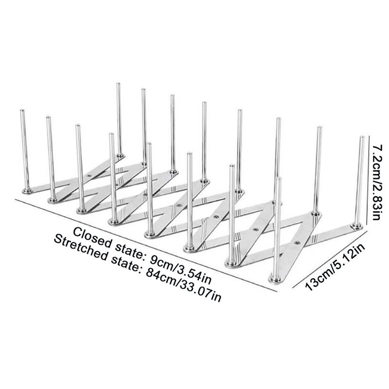 1Pcs Pot Lid Rack Pan Lid Organizer Retractable Foldable Stainless Steel Plate Dish Holder Shelf Tableware Storage Kitchen