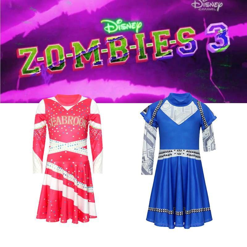 3 Zombie Halloween Addison Cheerleading Costume Childrens Cosplay Dress