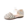 Girls Half Sandals Kids Princess Flat Shoes with Lace Ribbon 2025 Spring Summer Bow-knot Pearl Heart Shape Rhinestone Sweet Chic