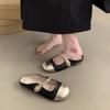 Baotou half slippers female summer wear gentle fairy wind soft flat bottom one pedal evening French small sandals single shoes