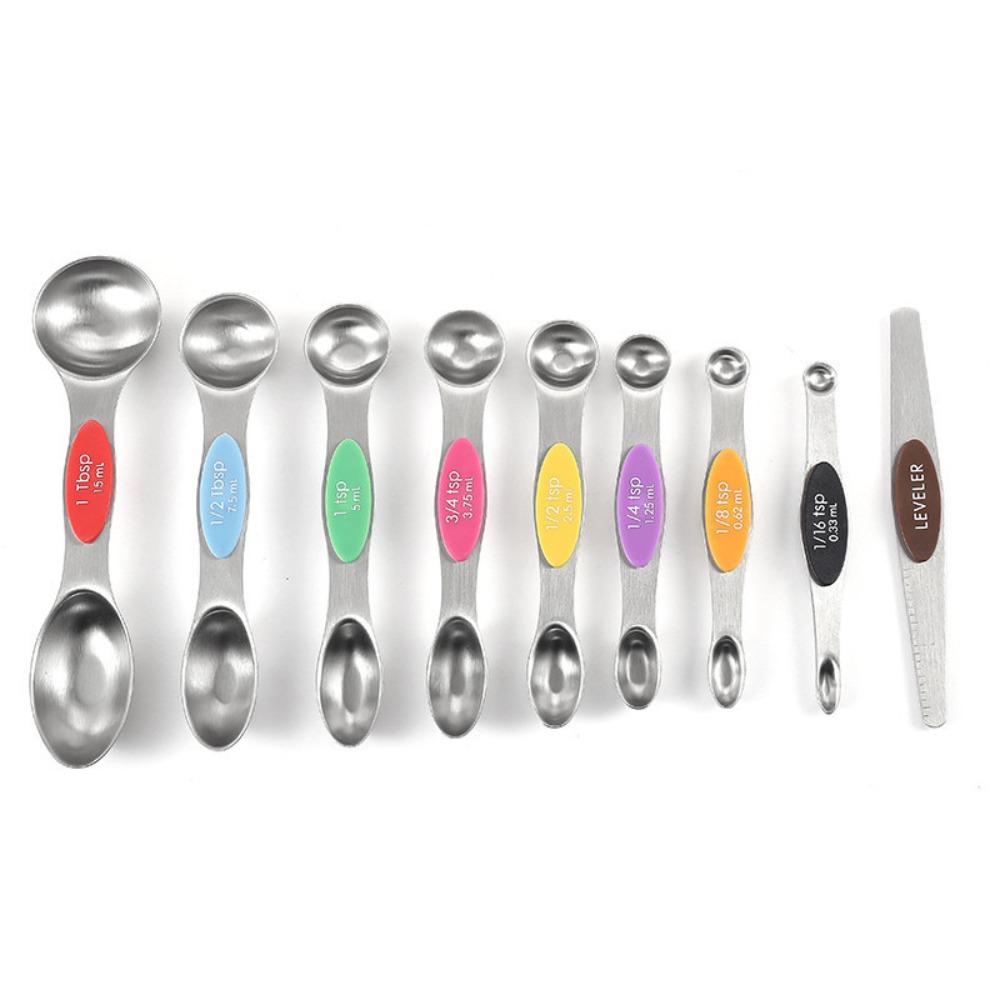 Stainless Steel Metal Magnetic Measuring Spoons Set Teaspoon Tablespoon Measuring Spoons Kitchen Gadgets for Baking Cooking