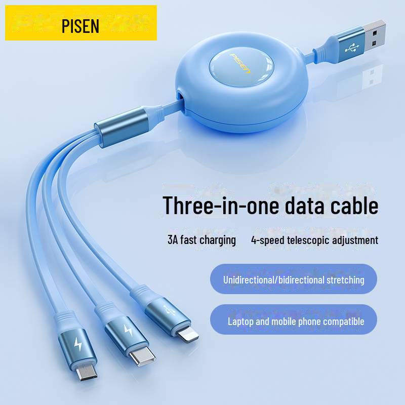 

PISEN Гибкий кабель для передачи данных «три в одном» для Apple и Huawei Apple White