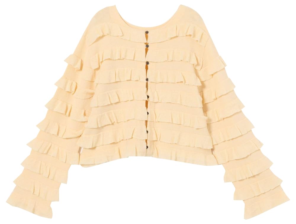 

[United Arrows Green Label Relaxing] EMMEL REFINES EM Tiered Mini Frill 2-Way Cardigan 66281000001 0300 OFF WHITE(03) FREE