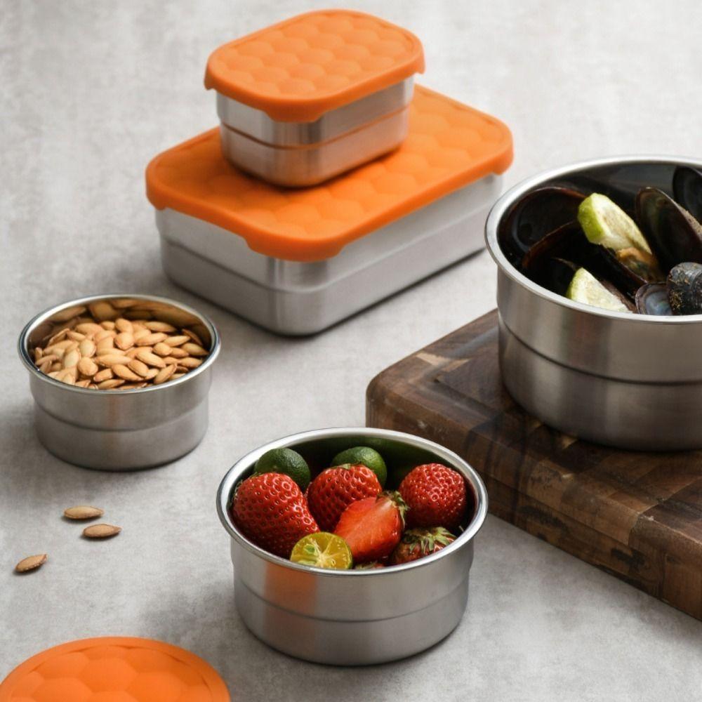 Stainless Steel Food Storage Container Rectangle/round Fresh-keeping Box Snack Containers  Picnic