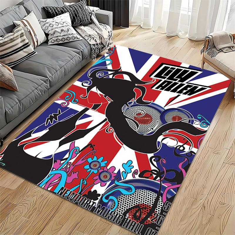 Union Jack Lily Allen Print suitable as a non-slip mat for the living room or bedroom sofa