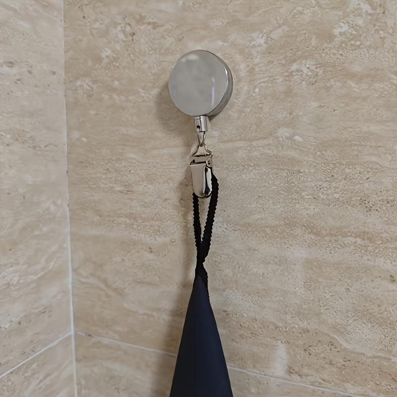 No Punching Self Adhesive Towel Hook Retractable Clip Waterproof Hanger for Home Kitchen Bathroom
