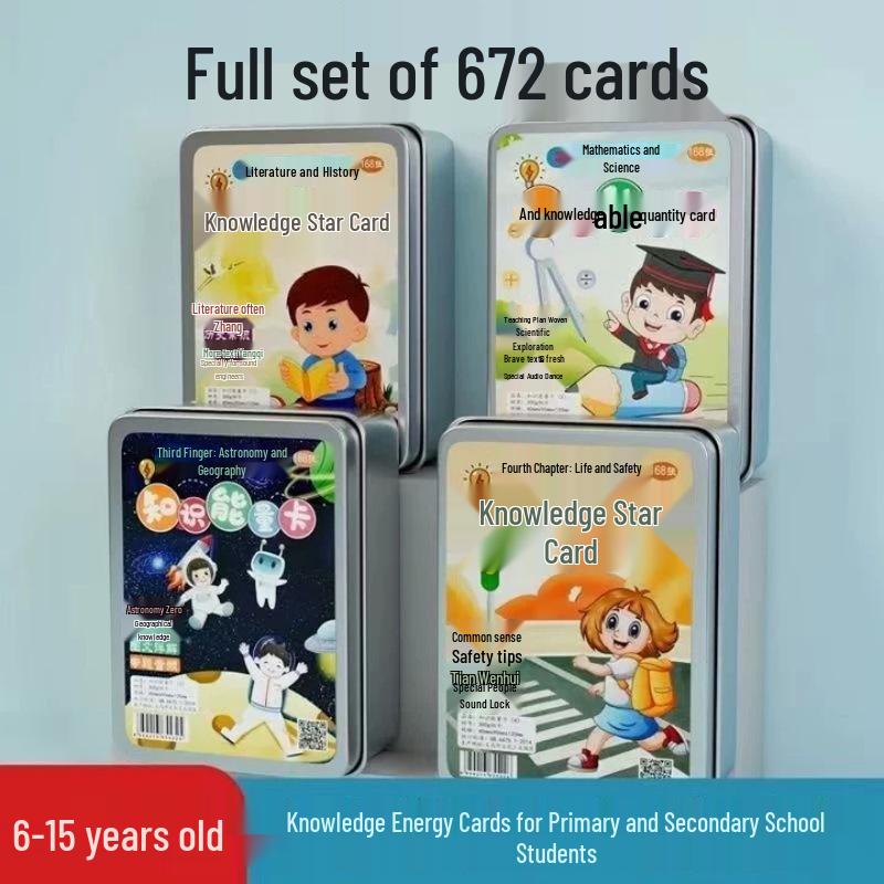 Knowledge Energy Card: Fun & Educational Multiple Choice Game with Audio, Text, and Image Explanations. Literature & History Set