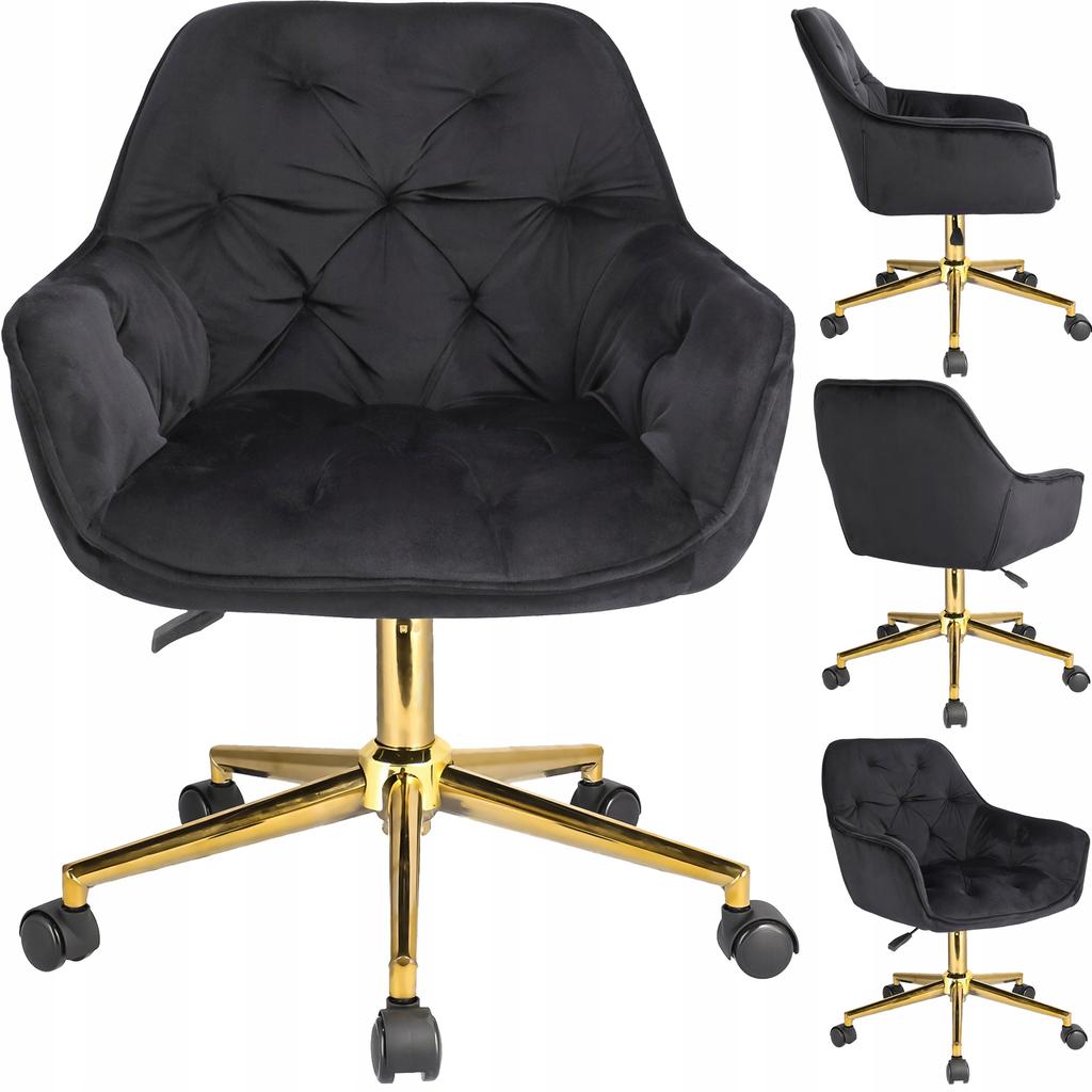 LARGO armchair, black, on a gold foot