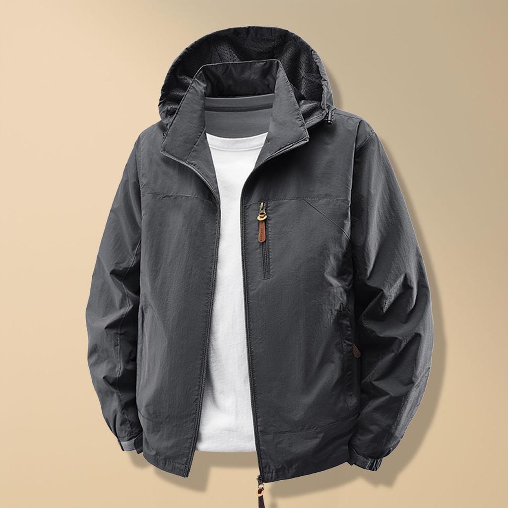 Men's Windproof Hardshell Jacket for Outdoor Hiking, Lightweight Spring and Fall Rain Jacket